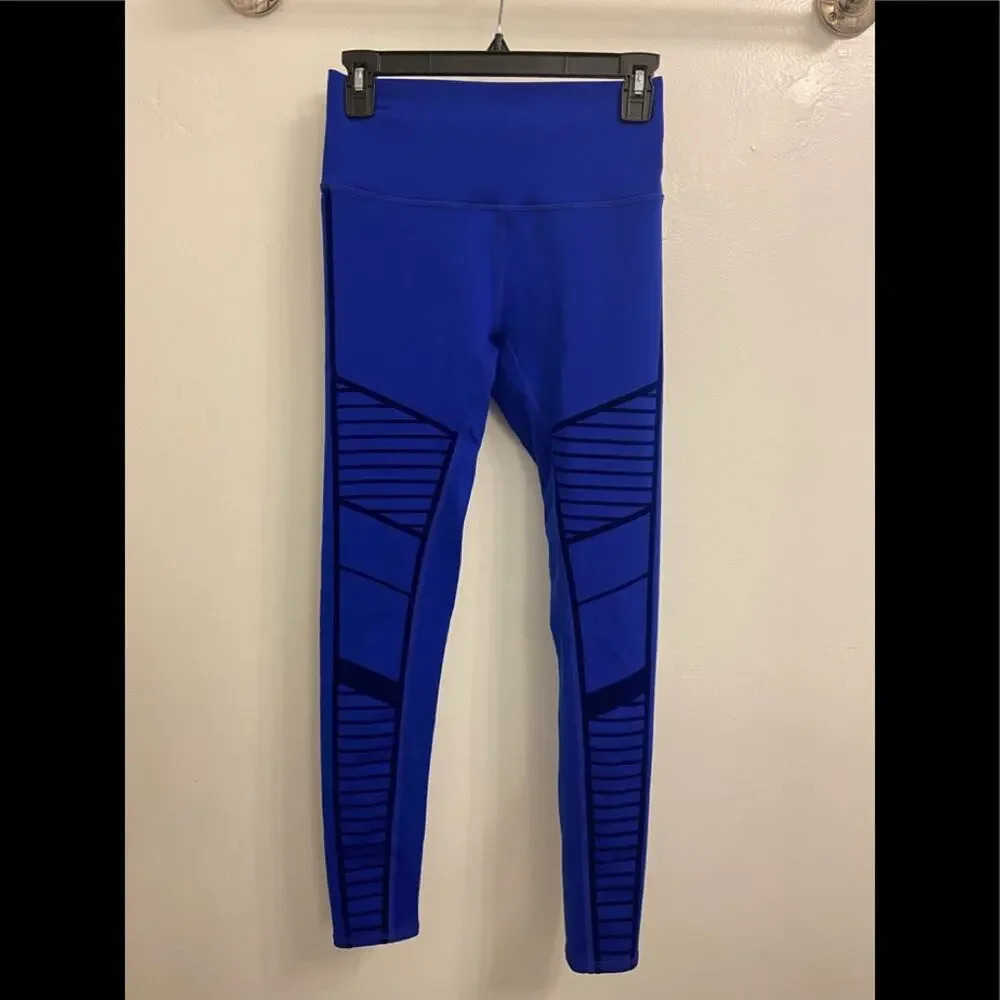 ALO Yoga High Waist Flocked Moto Leggings Sapphire Size Small - Picture 2 of 6